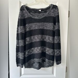 Divided Striped Black and Gray Women's Sweater